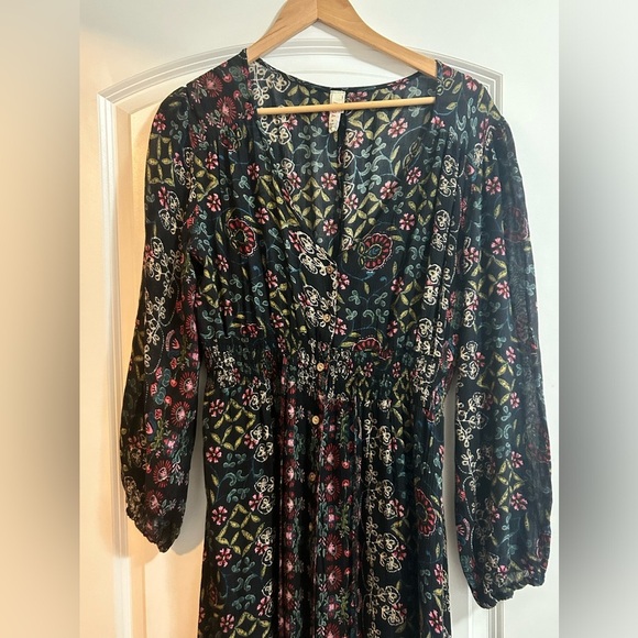 Raga button down maxi dress dark floral size small - Picture 3 of 9